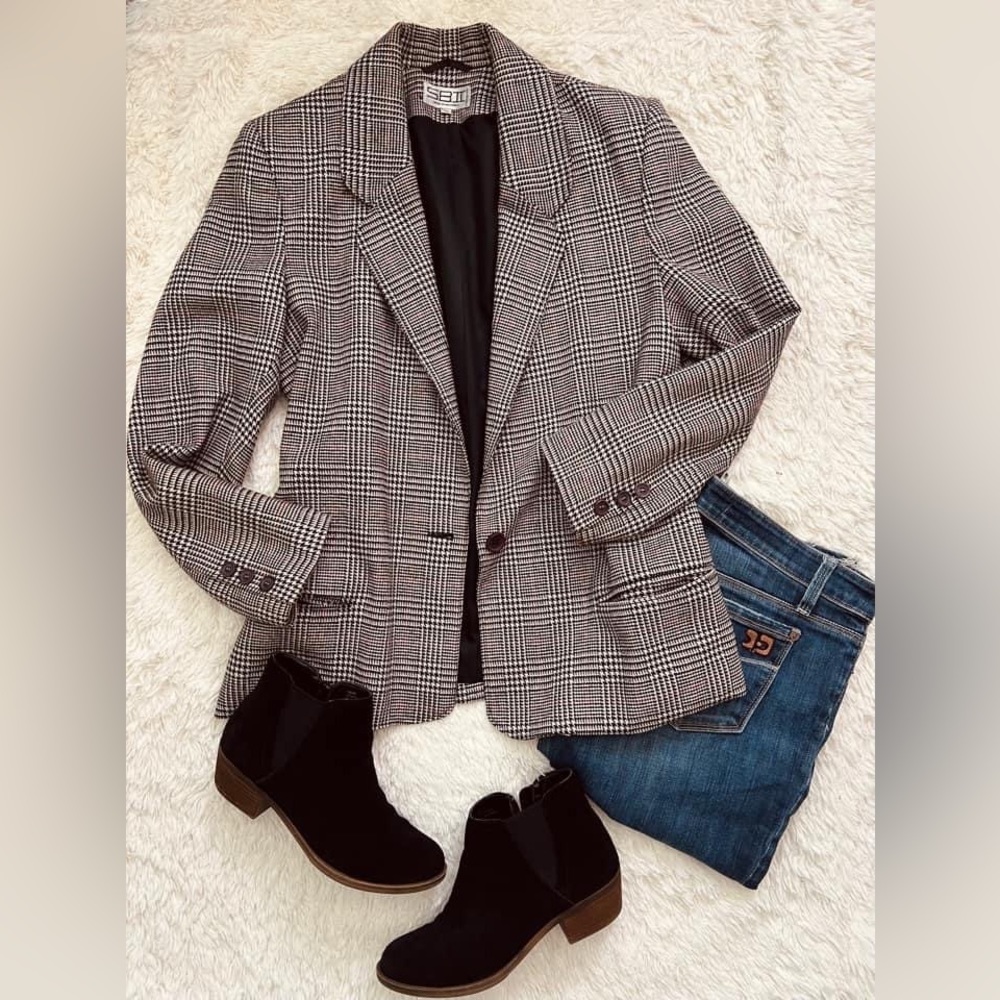 Vintage blazer Checkered plaid print